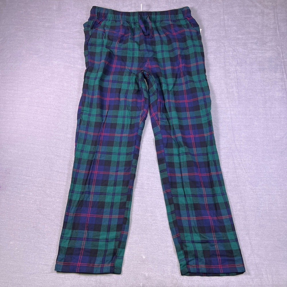 Old Navy‎ Flannel Plaid Drawstring Mid Rise Pajama Pants Mens L Green Cotton